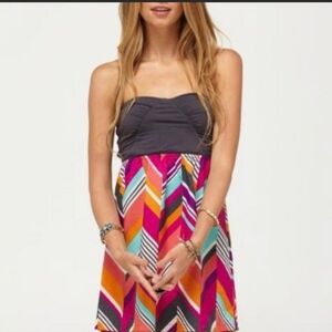ROXY Colorful Chevron Summer Dress Size Small